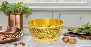 Medium-Size Brass Serving Bowl Versatile <b>Decorative</b> Kitchenware Set Salad <b>Egg</b> Beating Candy Serving Mixing Made Durable Metal - Product Image 2
