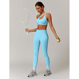 Conjuntos de yoga, leggings de cintura alta, top deportivo sin costuras, elástico, transpirable, ropa deportiva para mujer - Product Image 4
