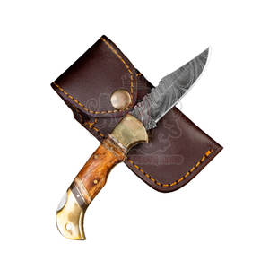 Couteau pliant en acier damas durable, design compact et léger en bois pour le transport quotidien, le camping, la randonnée, la pêche et la chasse OEM - Product Image 1