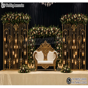 Arco Metálico Dorado Único para Escenario de Boda, Paneles Decorativos, Arco Metálico Dorado Más Vendido para Decoración de Escenario de Recepción en Australia - Product Image 1