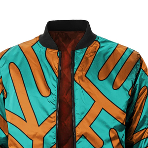 Chaqueta bomber de satén y poliéster de manga larga con estampado personalizado al por mayor, chaqueta personalizada para hombre, ropa de calle bordada con logotipo personalizado - Product Image 4