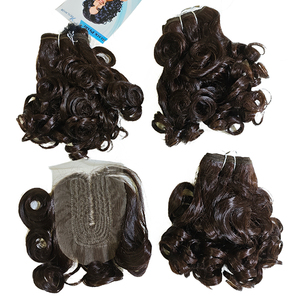 Paquete de Cabello Humano Rizado <span class=keywords><strong>Corto</strong></span> No Remy de <span class=keywords><strong>Precio</strong></span> Mayorista de Proveedor de Fábrica, <span class=keywords><strong>Extensiones</strong></span> de Cabello Real con Cierre para Mujer - Product Image 5