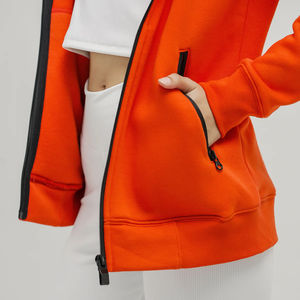 Sudadera con capucha y cremallera completa de algodón ligero para mujer Sudadera estampada para ropa informal y actividades al aire libre de invierno con logotipo frontal - Product Image 6