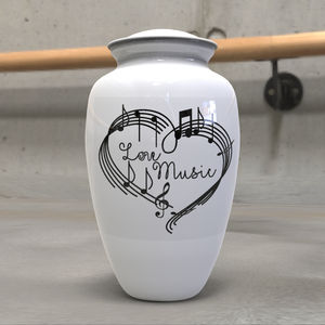L MAX B EXPORTS Urna de cremación para adultos Love Music Sign Metal Memorial Funeral Product con bolsa de terciopelo gratis para cenizas - Product Image 1