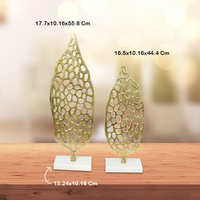 Sculptures en résine en forme de feuille d'aluminium doré, faites à la main en Inde, sur base en marbre, décoration de table, décoration moderne pour la maison, Diwali
