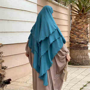 Khimar niqab himar himar 3ชั้นที่มีคุณภาพสูงการออกแบบที่ระบายอากาศได้ดีสำหรับผู้หญิงมุสลิมสำหรับฤดูใบไม้ผลิ - Product Image 2