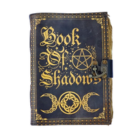 Livre d'ombres imprimé à la main Journal en cuir Triple Moon Grimoire avec Pentagram Witchcraft Hardcover halloween Spell Book