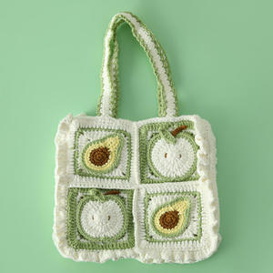 Crochet Pink Grape Fruit Tote Bag Children's <b>Handbag</b> with Cartoon Style Fashionable Accessory Shoulder Bag for Women - Product Image 4