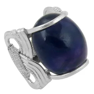 Art Palace Boho Topaz Oval Cut 925 Silver Rhodium Plated Statement Jewelry <b>Ring</b> for Women - Product Image 3