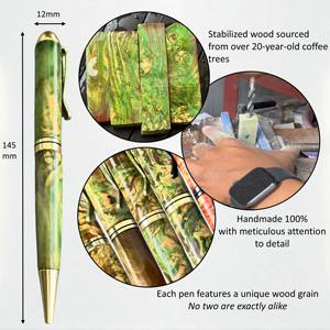 Colección de Aguamarina de lujo hecha a mano, regalo ejecutivo, bolígrafos de firma de madera estabilizados únicos, bolígrafo Burl Twist de 0,7mm - Product Image 3