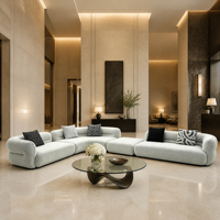 Canapé d'angle moderne en tissu bouclé - Canapé d'angle durable et écologique pour appartement, hôtel, villa, salon