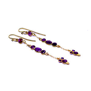 Pendiente colgante en forma de flor chapado en oro de Plata de Ley 925 para mujer, ropa de fiesta, joyería de piedras preciosas de turmalina múltiple, bodas - Product Image 2