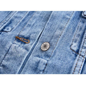 Chaqueta vaquera de mujer lavada con piedra de calidad superior con bordado de perlas en todo logotipo personalizado Chaquetas vaqueras de mujer en blanco - Product Image 5