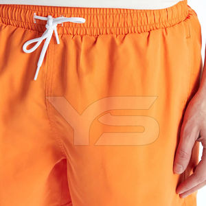 Pantalones cortos de playa de algodón 100% para hombre, pantalones cortos deportivos de calle informal con cordón más cerca, cintura media, patrón sólido, longitud corta - Product Image 3