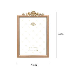 กรอบรูปสี่เหลี่ยมผืนผ้าสีชมพูทำจากโลหะผสมสังกะสี ขนาด 5x7 นิ้ว ลายดอกกุหลาบ ดีไซน์หรูหรา เหมาะสำหรับเป็นของขวัญในวันหยุดและวันครบรอบ - Product Image 5