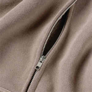 Sweat à capuche surdimensionné de haute qualité pour hommes avec fermeture à glissière à l'acide personnalisé couleur unie poids lourd thermique goutte épaule sweat à capuche - Product Image 3