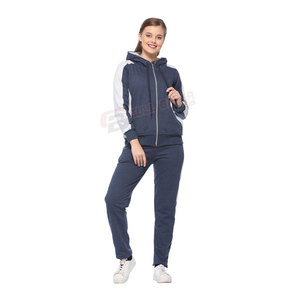 ชุดวอร์ม2ชิ้นสำหรับวิ่งจ๊อกกิ้งสำหรับผู้หญิงมีฮู้ดคอเสื้อออกแบบได้ตามต้องการสำหรับฤดูหนาว - Product Image 1