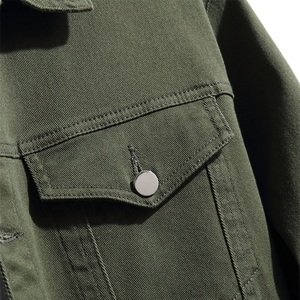 Nouveau Design 2023 hommes Jean vestes boutonné haute qualité hommes col rabattu Jean vestes vert teint bouton up coton fait - Product Image 6