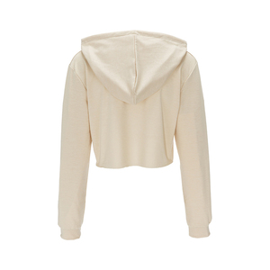 Sudadera con capucha recortada personalizada de alta calidad para mujer Top de lana de color tostado sólido de manga larga con Sudadera con capucha con cordón - Product Image 2