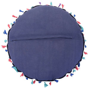 Coussin en coton naturel fait à la main indien brodé bohème rond Patchwork housses de coussin avec fermeture éclair pour la décoration intérieure - Product Image 3