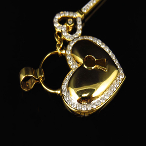 Pendentif style coeur et serrure à clé avec diamant moissanite en argent 925 bijoux hip hop pour hommes femmes - Product Image 2