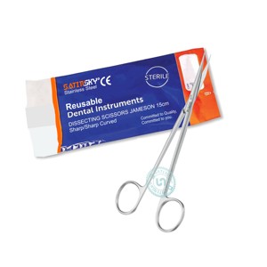 Tijeras Quirúrgicas Manuales para Disección de Nervios de 15 cm, Acero Inoxidable Afilado, Fabricadas con AISI 420, para Cirugía Dental - Product Image 3