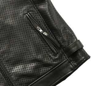 Chaleco de calidad superior a precio al por mayor, Chaleco de cuero de invierno para hombre, chaleco negro de malla con cuello levantado, transpirable, diseño ODM, chaleco de motorista - Product Image 3