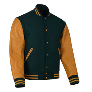 Logotipo personalizado Vintage Streetwear hombres PU cuero béisbol Varsity Letterman chaqueta Casual tejido trabajo chaqueta para invierno OEM personalizado - Product Image 5