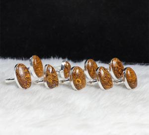 Anillo de declaración de jaspe Mariam Natural, regalo de cumpleaños Chapado en plata para esposa, lote de joyería de boda elegante - Product Image 3