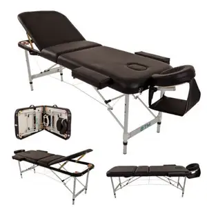 Mesa de massagem dobrável de alumínio premium portátil, sofá de terapia com cama de SPA facial de beleza