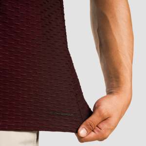 T-shirt GridLock à motif uni en tissu tricoté lourd de 200 grammes, couleur marron, avec logo brodé, étiquette personnalisée, respirant, style hip-hop - Product Image 6