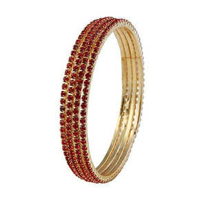 Kriaa Red Austrian Stone Tennis Bracelet Set 1401606_2.6 Brazalete de moda - Product Image 1