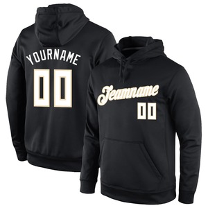 Industrie directe en gros 3D brodé personnalisé cousu noir noir-or sport pull sweat à capuche - Product Image 2