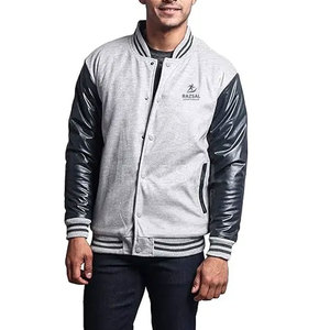 Veste Letterman pour hommes sur mesure pour l'automne et l'hiver, séchage rapide respirant de haute qualité avec col montant et manches en cuir - Product Image 1