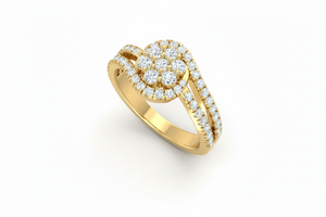 แหวนทอง 14K ประดับเพชรแท้ทรงรัศมี สำหรับผู้หญิง เหมาะสำหรับงานหมั้น งานแต่งงาน งานเลี้ยงฉลองครบรอบ ของขวัญสุดโรแมนติก - Product Image 3