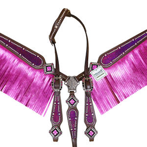 Produits de chevaux équestres occidentaux OEM Collier de poitrine à franges métalliques à imprimé holographique personnalisable de la plus haute qualité - Product Image 6