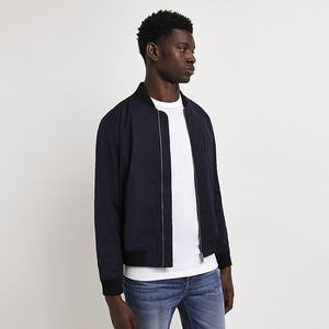 Automne printemps hommes nouveau Slim Fit Bomber vestes décontracté solide fermeture éclair Satin tissu veste avec capuche col montant - Product Image 4