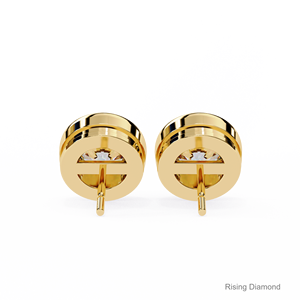 1,0 Ct corte redondo laboratorio cultivado diamante bisel Stud pendiente oro amarillo CVD diamante aniversario regalo para ella - Product Image 4