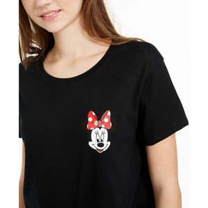 T-shirt Disney Minnie Mouse per bambini, in cotone traspirante, stile casual coreano, taglia unica, vestibilità ampia, versione nera - Product Image 3