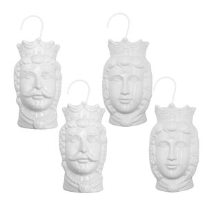 Set di 4 umidificatori in ceramica bianca per radiatori King Queen Heads 9x4x17 cm decorazione della parete del bagno di casa con climatizzatore - Product Image 1