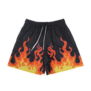 Vêtements personnalisés Short en maille Imprimé par sublimation Flamme Short en maille à cordon de serrage Short en maille polyester Fabricant - Product Image 1