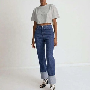 เสื้อยืดผ้าฝ้าย100% แบบเรียบสำหรับผู้หญิงเสื้อยืดตัดดิบแบบเรียบ - Product Image 5