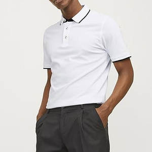 Polos de golf pour hommes Polo à rayures performant évacuant l'humidité Short texturé côtelé pour hommes - Product Image 6