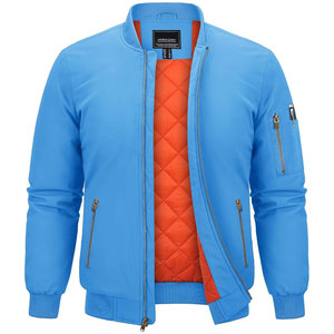 <b>Mens</b> 100% polyesterLightweight Windproof <b>Bomber</b> <b>Jacket</b>-High Quality Loose Fit Casual Style Stand Private Label OEM Services - Product Image 1