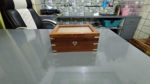 Latest Design Wooden Cremation Urn With Photo Frame on Top Dark Polished Human <b>Ashes</b> <b>Box</b> by Brassworld India - Product Image 4