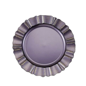 Placa de cargador de metal de aluminio duradero respetuoso con el medio ambiente hecho a mano diseño redondeado ondulado festoneado estilo moderno banquete de boda Catering - Product Image 4