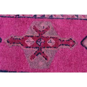 3x10.6 ft Turkish Vintage Rug, <b>Runner</b> Rug, <b>Red</b> Herki Camouflage Rug - Product Image 5