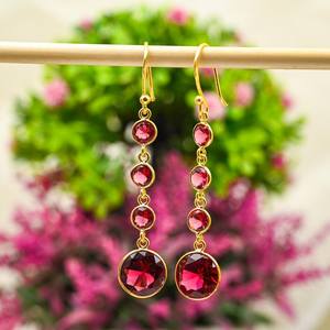 Pendientes de Rubelita, Plata de Ley 925, Chapados en Oro de 14k, Pendientes de Piedras Preciosas Hechos a Mano, Joyería de Rubelita, Regalo de Cumpleaños - Product Image 6