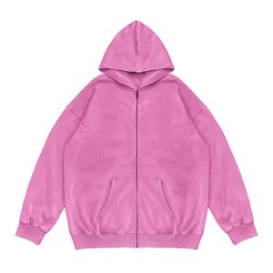 Sudadera con Capucha y Cremallera para Hombre, Estilo Vintage, Desgastada, con Logotipo Bordado Personalizado, Lavado Ácido, Ropa Urbana, 100% Algodón, Verano - Product Image 3