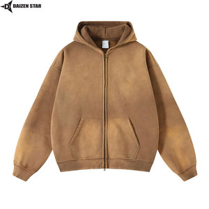 Sudaderas con Cremallera para Hombre, Color Sólido, 100% Algodón, Felpa, Corte Regular, Invierno, Casual, Tinte Liso, Servicio OEM, Logotipo Frontal, 500g - Product Image 1